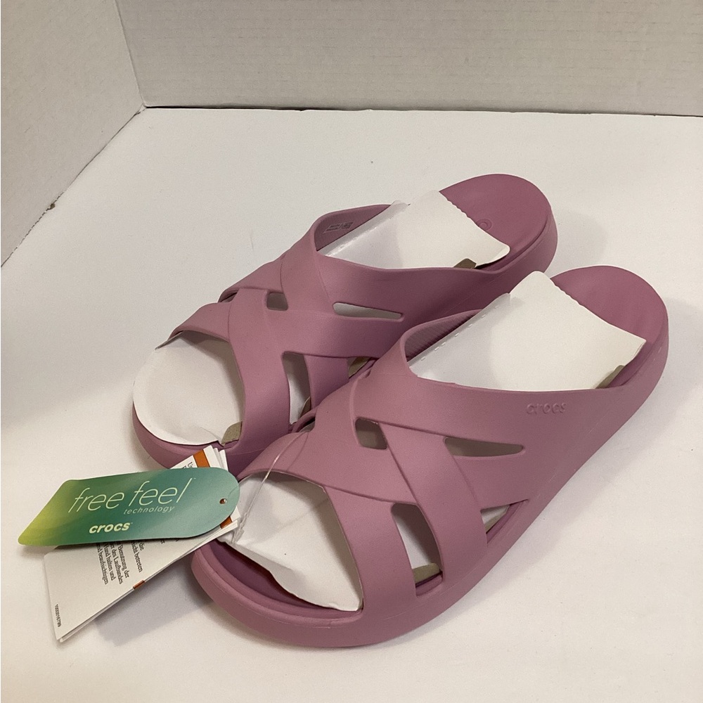 CROCS Women's Mauve Slide Sandals - Slip-On Openwork Design, NWT